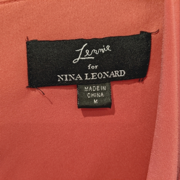 Peplum Melon-Colored Dress by Lemmie for Nina Leonard - Size M - Picture 4 of 5